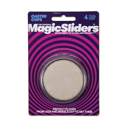 Magic Sliders Magic Sliders Carpet Based Caster Cups Oatmeal Round 2-1/2 in. W X 2-1/2 in. L 4 pk 30916